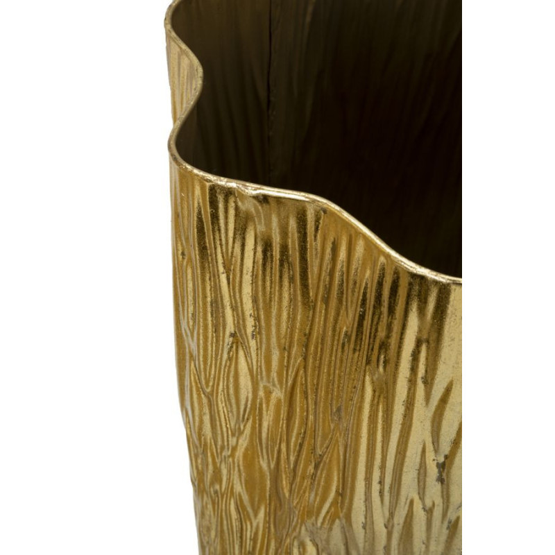 Grand Vase déco haut moderne Rond en Métal Doré Brillant Glolly Tris (Lot de 3) 
