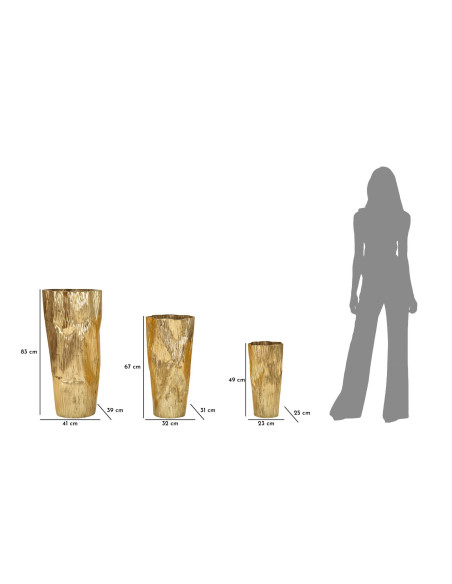 Grand Vase déco haut moderne Rond en Métal Doré Brillant Glolly Tris (Lot de 3) 