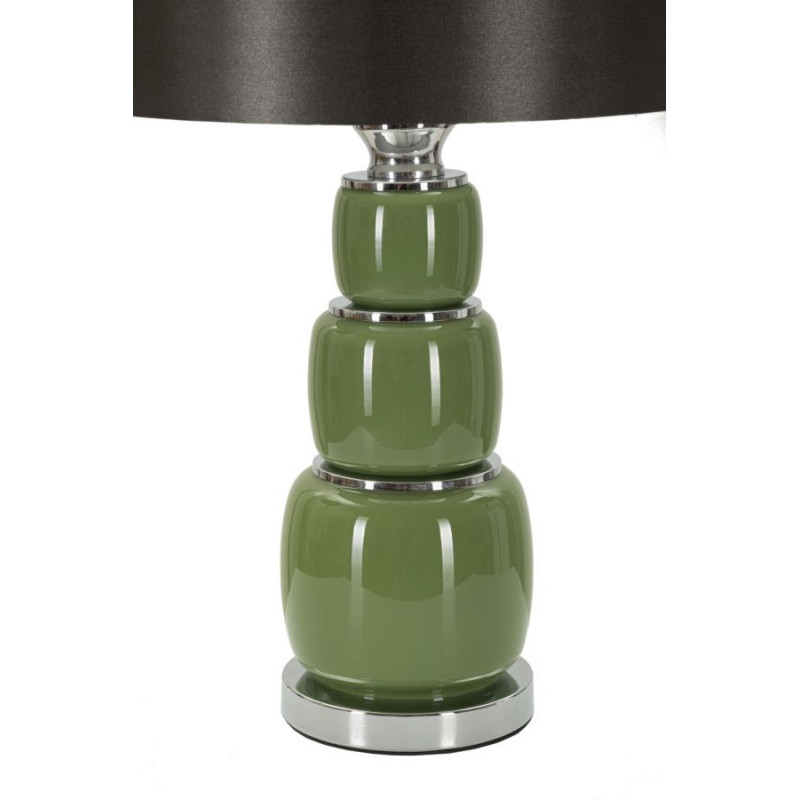 Lampe à poser moderne chic Hauteur 55 cm en Verre Vert Tissu Marron Métal Argenté Eva 