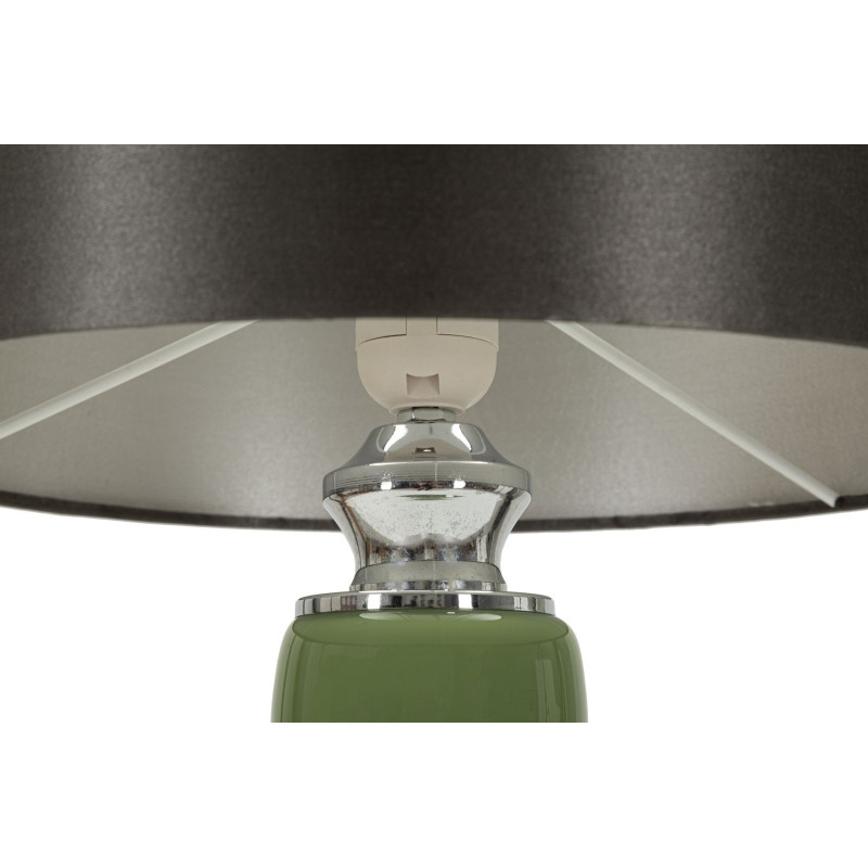 Lampe à poser moderne chic Hauteur 55 cm en Verre Vert Tissu Marron Métal Argenté Eva 