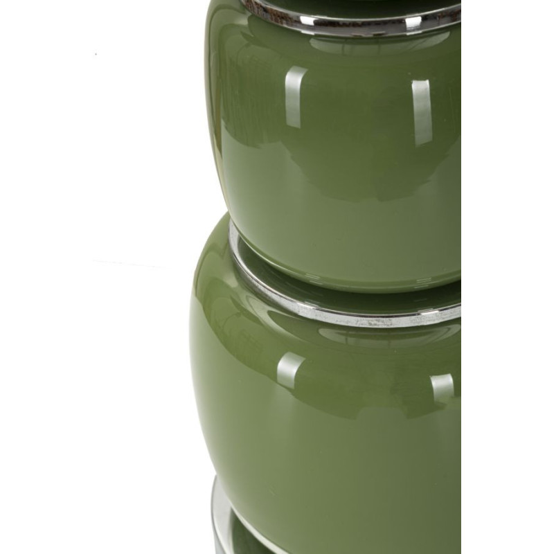 Lampe à poser moderne chic Hauteur 55 cm en Verre Vert Tissu Marron Métal Argenté Eva 