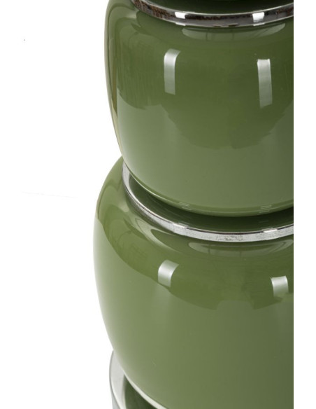 Lampe à poser moderne chic Hauteur 55 cm en Verre Vert Tissu Marron Métal Argenté Eva 