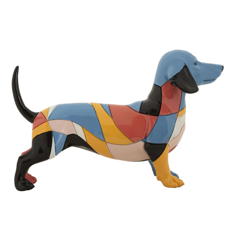 Grande Statuette déco Chien Basset 32 cm en Résine Motif abstrait coloré Rubic Mauro Ferretti - 2