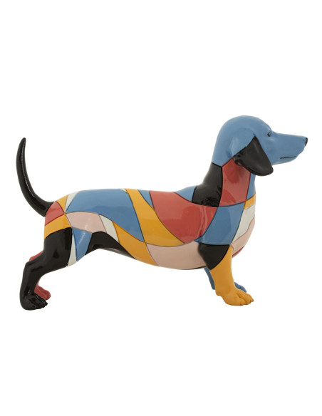 Grande Statuette déco Chien Basset 32 cm en Résine Motif abstrait coloré Rubic Mauro Ferretti - 2