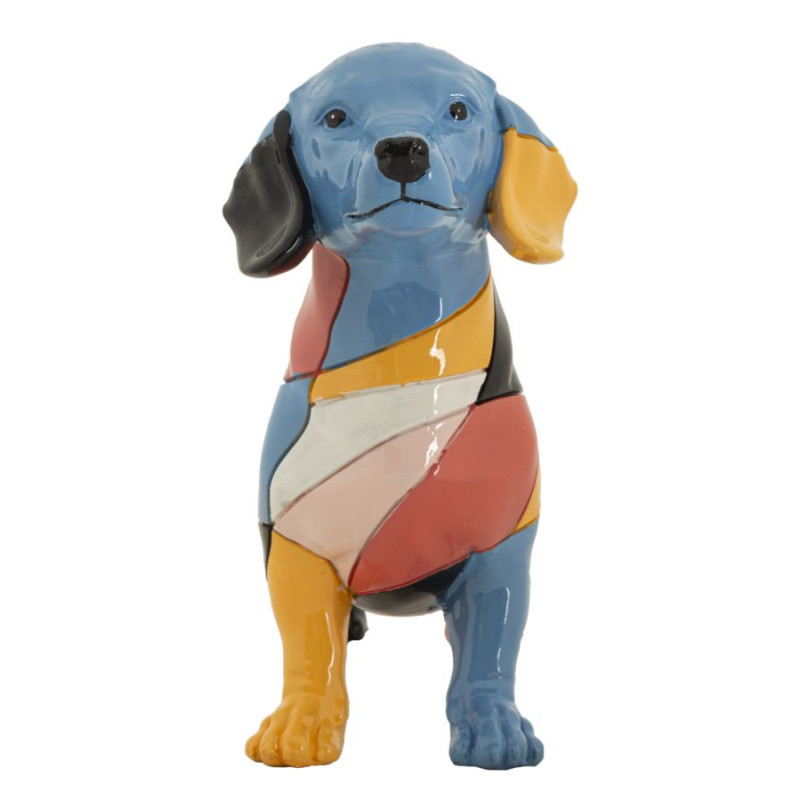 Grande Statuette déco Chien Basset 32 cm en Résine Motif abstrait coloré Rubic Mauro Ferretti - 3
