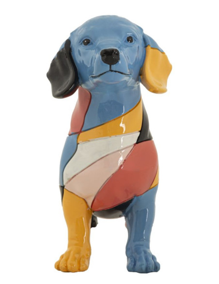 Grande Statuette déco Chien Basset 32 cm en Résine Motif abstrait coloré Rubic Mauro Ferretti - 3