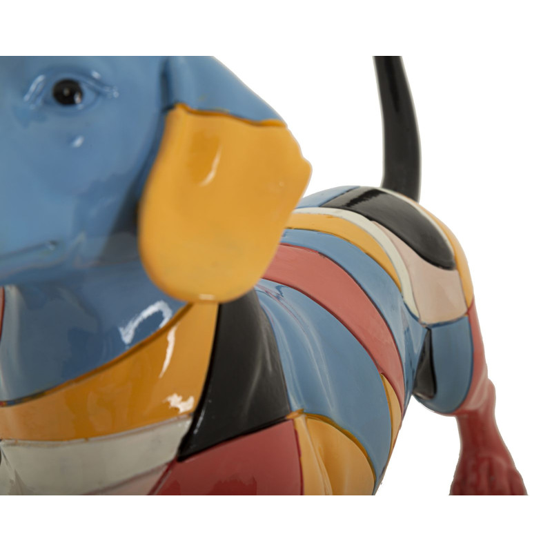 Grande Statuette déco Chien Basset 32 cm en Résine Motif abstrait coloré Rubic Mauro Ferretti - 4