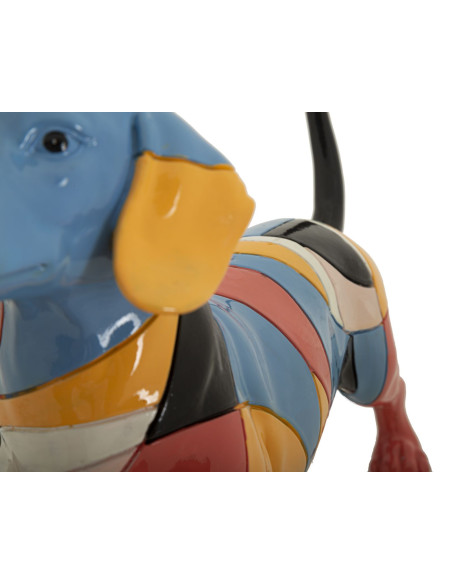 Grande Statuette déco Chien Basset 32 cm en Résine Motif abstrait coloré Rubic Mauro Ferretti - 4