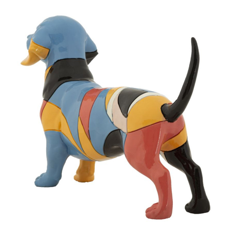 Grande Statuette déco Chien Basset 32 cm en Résine Motif abstrait coloré Rubic Mauro Ferretti - 6