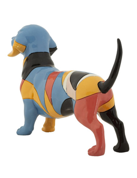Grande Statuette déco Chien Basset 32 cm en Résine Motif abstrait coloré Rubic Mauro Ferretti - 6