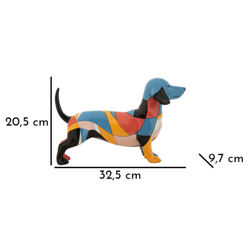 Grande Statuette déco Chien Basset 32 cm en Résine Motif abstrait coloré Rubic Mauro Ferretti - 8