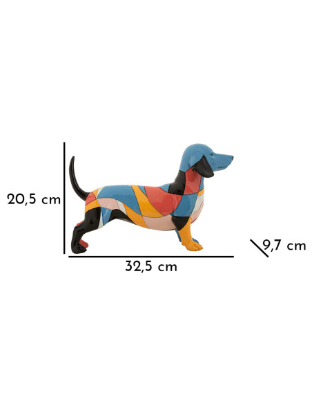 Grande Statuette déco Chien Basset 32 cm en Résine Motif abstrait coloré Rubic Mauro Ferretti - 8