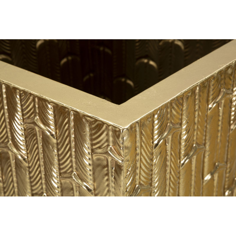 Grand Vase déco haut moderne XXL Carré en Métal Doré Gliss Coppia (Lot de 2) 