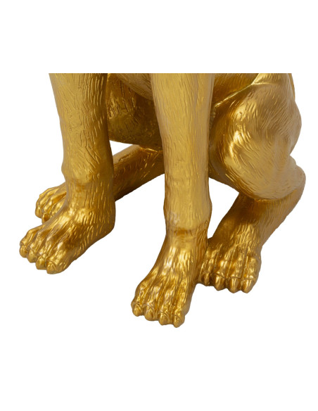 Statue déco moderne Dobermann avec plateau Hauteur 74 cm en Résine Métal Doré Blanc Pit 