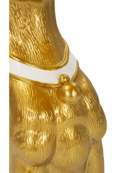 Statue déco moderne Dobermann avec plateau Hauteur 74 cm en Résine Métal Doré Blanc Pit 