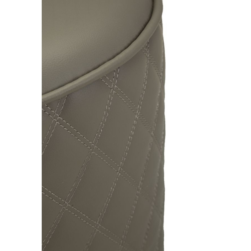 Coiffeuse moderne avec tabouret 4 tiroirs en Polyuréthane Gris Matelassé Bois MDF Métal Argenté Sharon 