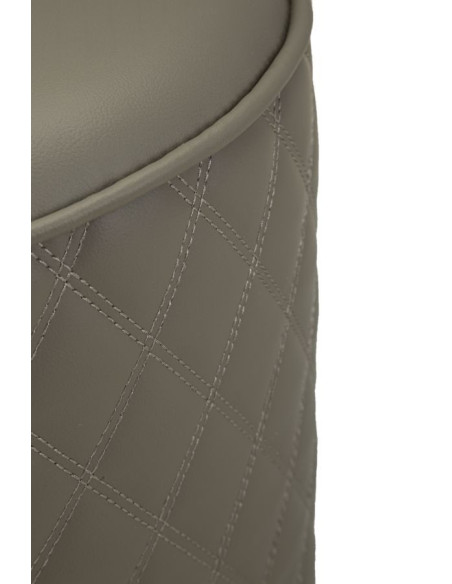 Coiffeuse moderne avec tabouret 4 tiroirs en Polyuréthane Gris Matelassé Bois MDF Métal Argenté Sharon 