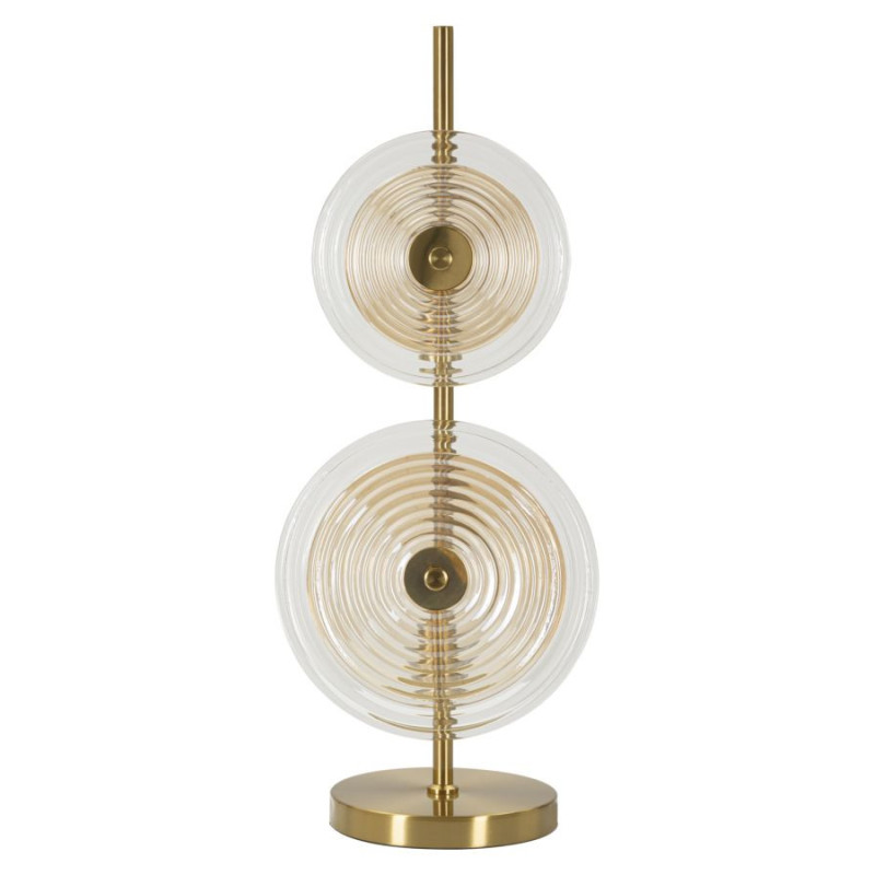 Grande Lampe à poser moderne chic Hauteur 63 cm en Verre Semi-transparent Ambré Métal Doré Venice 