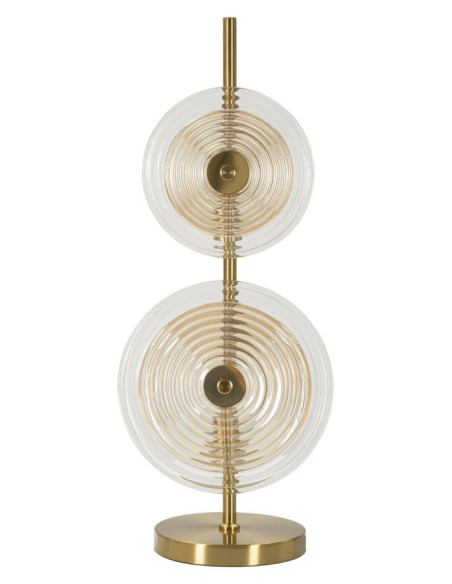 Grande Lampe à poser moderne chic Hauteur 63 cm en Verre Semi-transparent Ambré Métal Doré Venice 