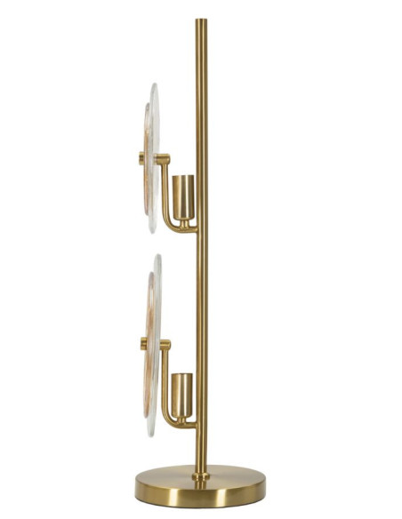 Grande Lampe à poser moderne chic Hauteur 63 cm en Verre Semi-transparent Ambré Métal Doré Venice 