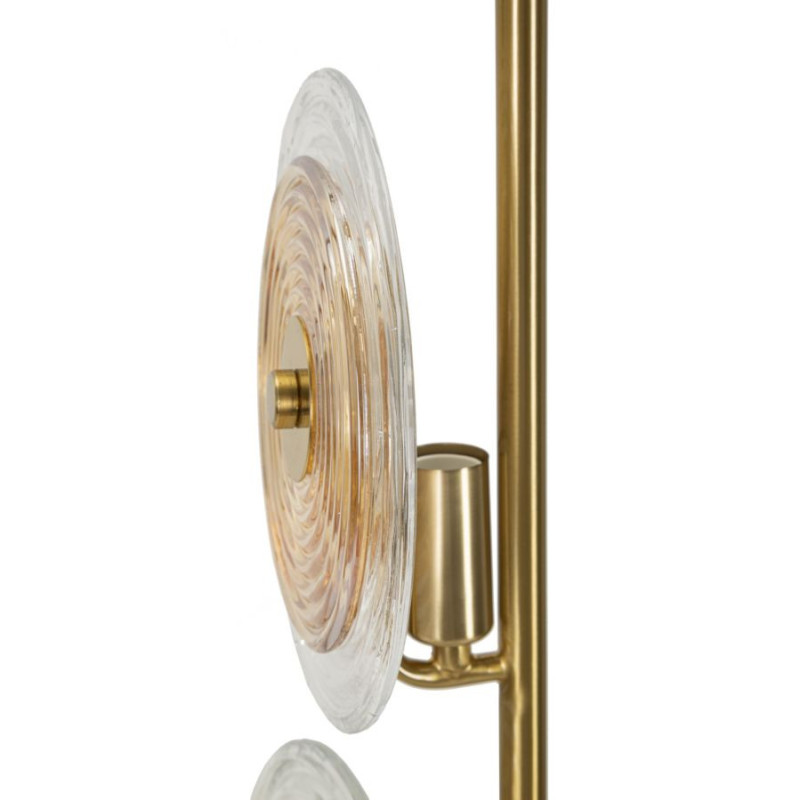 Grande Lampe à poser moderne chic Hauteur 63 cm en Verre Semi-transparent Ambré Métal Doré Venice 