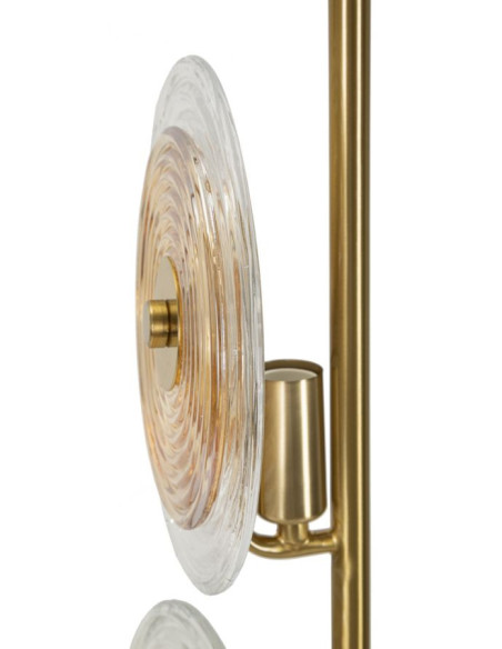 Grande Lampe à poser moderne chic Hauteur 63 cm en Verre Semi-transparent Ambré Métal Doré Venice 