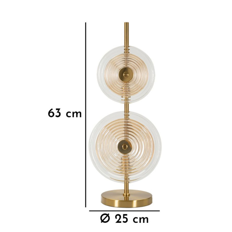 Grande Lampe à poser moderne chic Hauteur 63 cm en Verre Semi-transparent Ambré Métal Doré Venice 