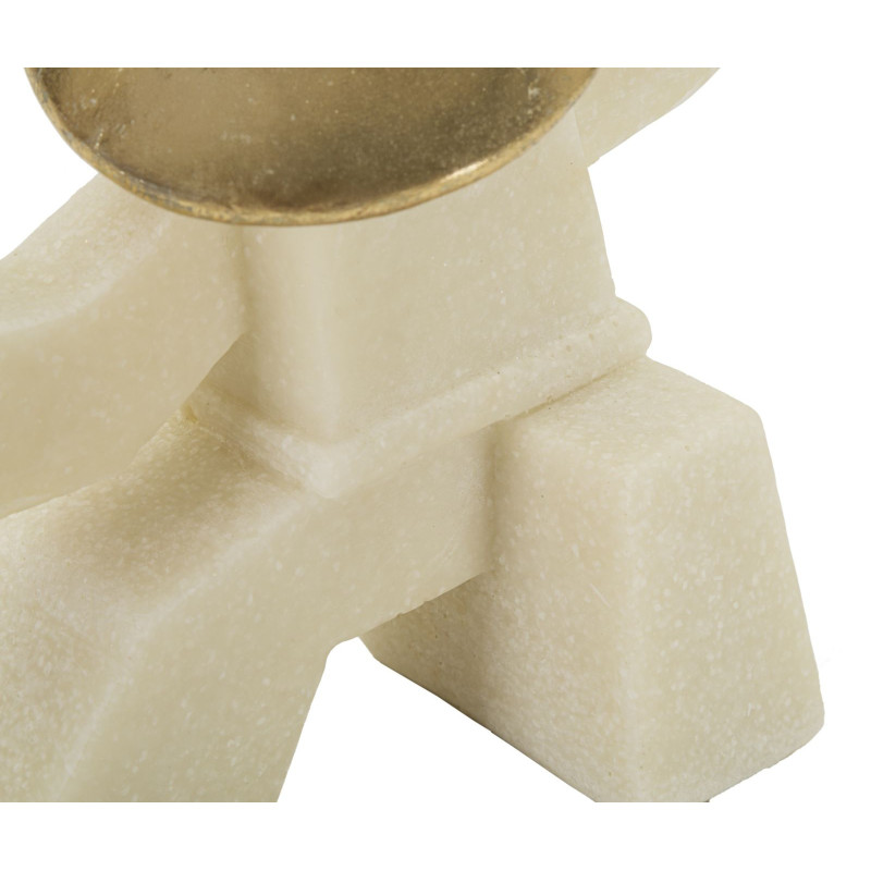 Statuette déco moderne Samouraï Kamae Hauteur 18 cm en Résine Blanc Effet quartz Métal Doré Oda 