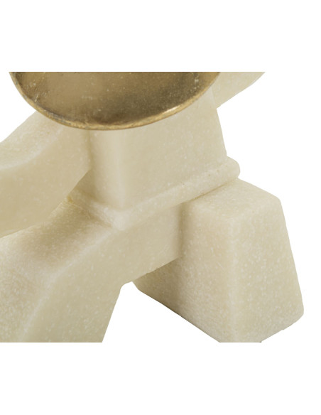 Statuette déco moderne Samouraï Kamae Hauteur 18 cm en Résine Blanc Effet quartz Métal Doré Oda 