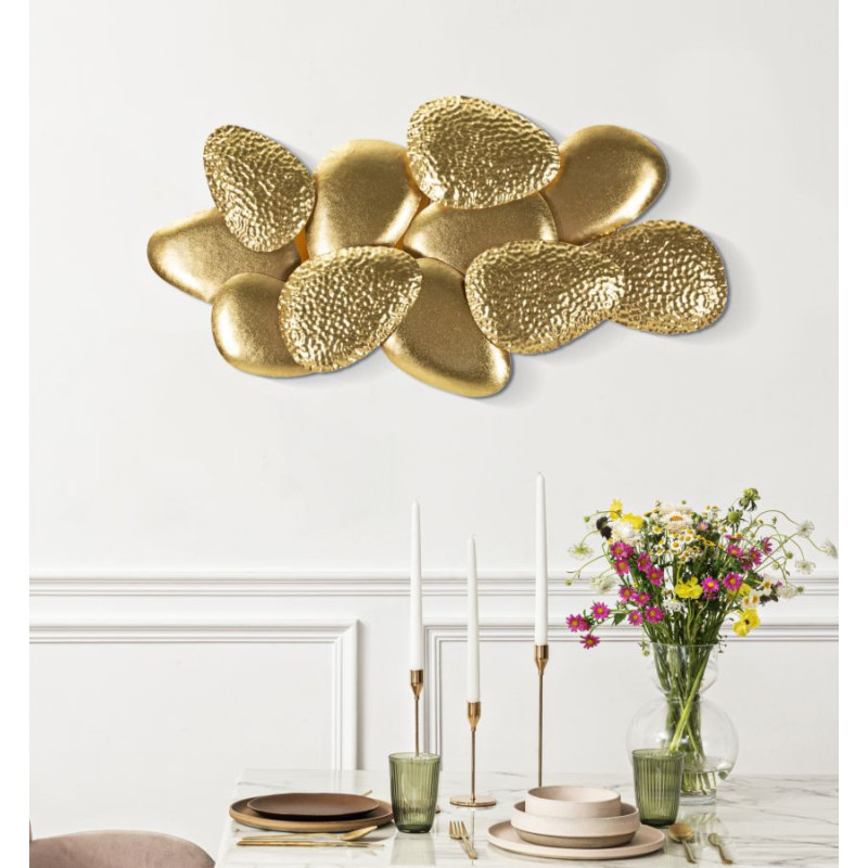 Grande Applique murale moderne galets 59 cm en Métal Doré Shell 