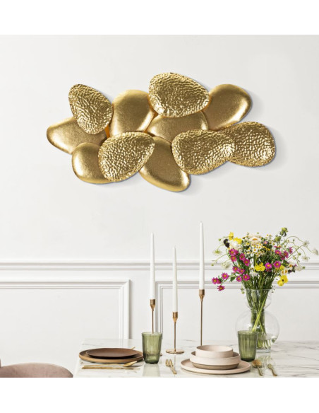Grande Applique murale moderne galets 59 cm en Métal Doré Shell 