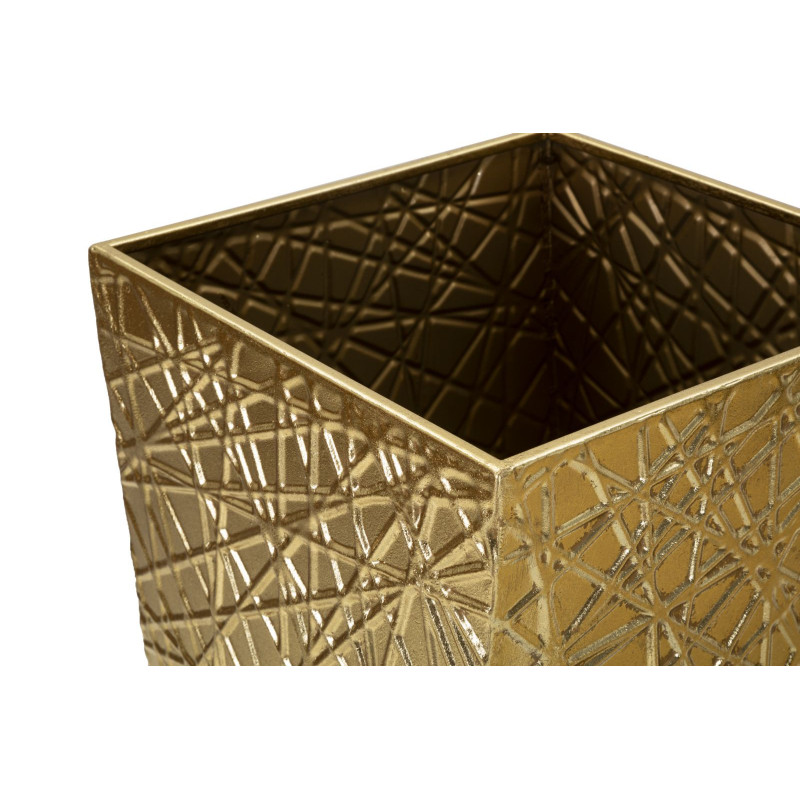 Grand Vase déco haut moderne Carré en Métal Doré Squer Coppia (Lot de 2) 