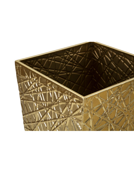 Grand Vase déco haut moderne Carré en Métal Doré Squer Coppia (Lot de 2) 
