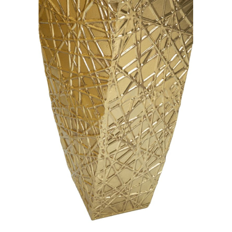 Grand Vase déco haut moderne Carré en Métal Doré Squer Coppia (Lot de 2) 