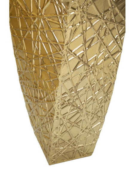 Grand Vase déco haut moderne Carré en Métal Doré Squer Coppia (Lot de 2) 