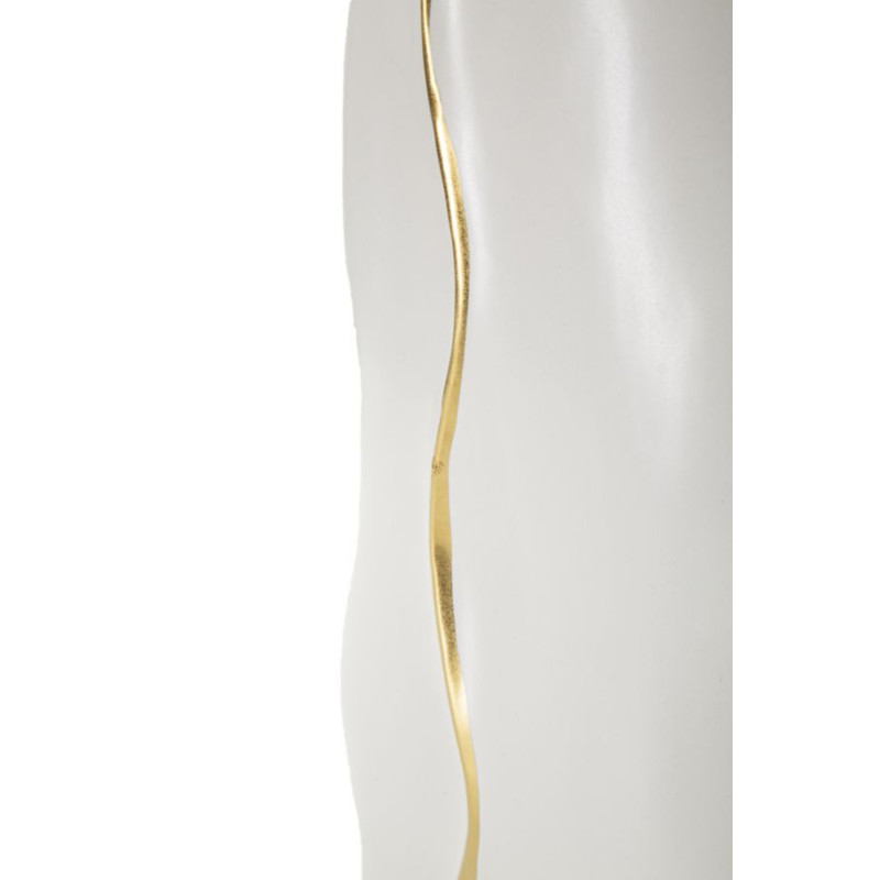 Vase original moderne Plat Hauteur 40 cm en Céramique Blanc Doré Uma 