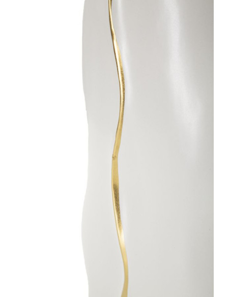 Vase original moderne Plat Hauteur 40 cm en Céramique Blanc Doré Uma 