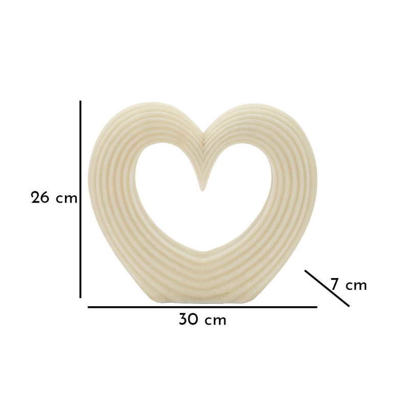 Grande Statuette moderne Coeur Hauteur 26 cm en Résine Blanc Effet quartz Lovvy 