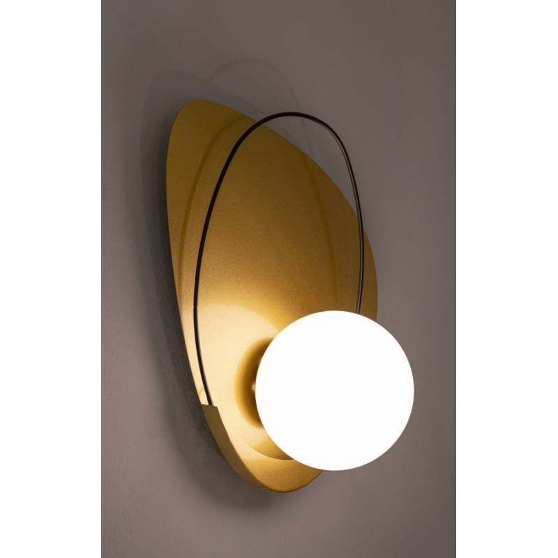 Applique murale originale moderne en Verre Blanc Métal Doré Noir Circly 