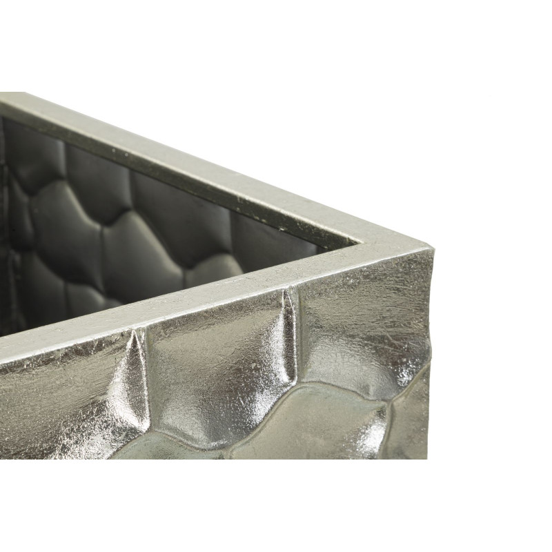 Grand Cache-pot déco haut moderne Carré en Métal Argenté Argy (Lot de 3) 