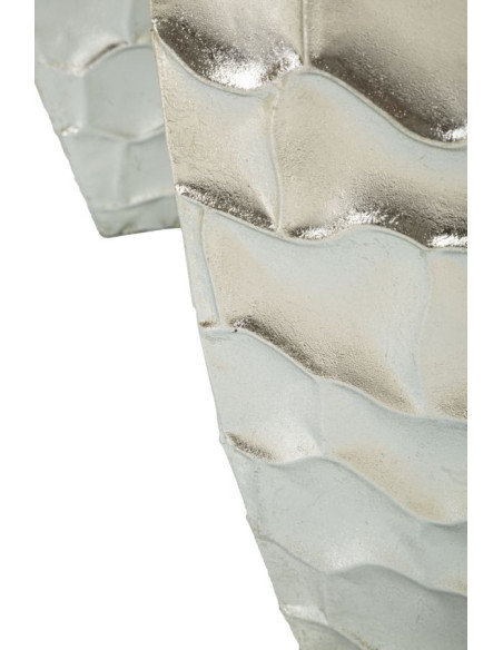 Grand Cache-pot déco haut moderne Carré en Métal Argenté Argy (Lot de 3) 