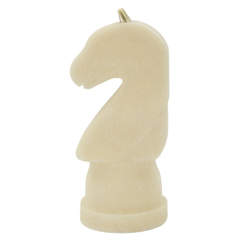 Statuette déco moderne Pièce d'échecs Cavalier Hauteur 31 cm en Résine Blanc Effet quartz Doré Scacchi 