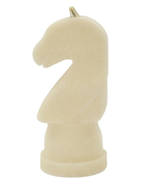 Statuette déco moderne Pièce d'échecs Cavalier Hauteur 31 cm en Résine Blanc Effet quartz Doré Scacchi 