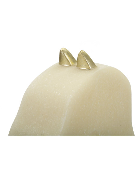 Statuette déco moderne Pièce d'échecs Cavalier Hauteur 31 cm en Résine Blanc Effet quartz Doré Scacchi 