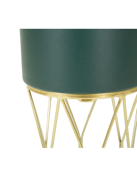 Cache-pot sur pied moderne Rond en Métal Vert Doré Grent (Lot de 2) 
