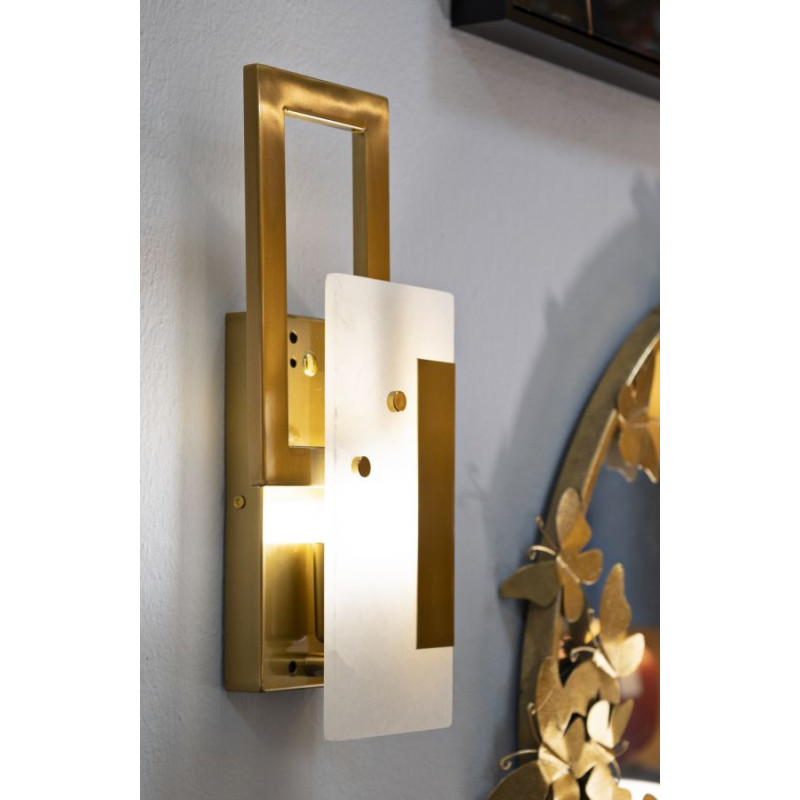 Grande Applique murale originale Hauteur 33 cm en Métal Doré Verre Cube 