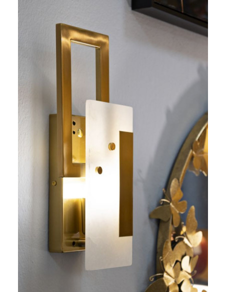 Grande Applique murale originale Hauteur 33 cm en Métal Doré Verre Cube 