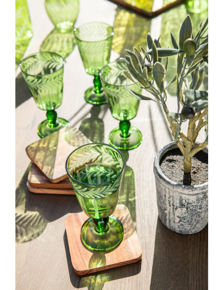 Dessous de verre carré 10 cm en Bois d'acacia Naturel Dars (Lot de 4) - 3