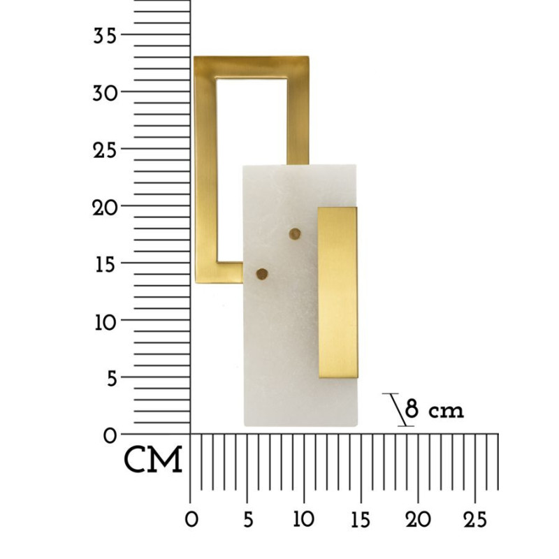 Grande Applique murale originale Hauteur 33 cm en Métal Doré Verre Cube 