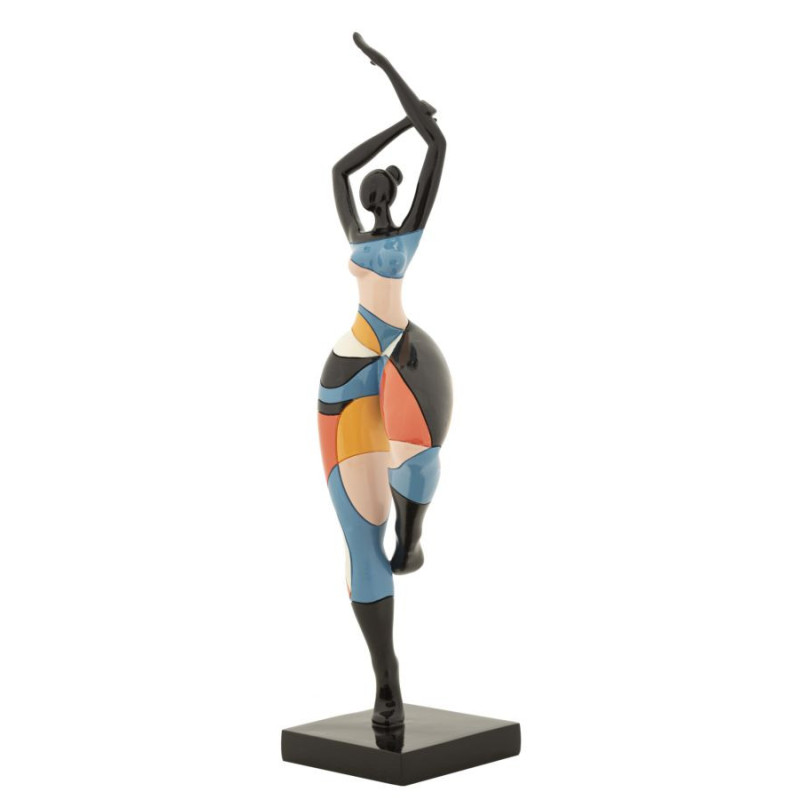 Grande Statuette déco Danseuse B Hauteur 38 cm en Résine Noir Motif abstrait coloré Rubic Mauro Ferretti - 2